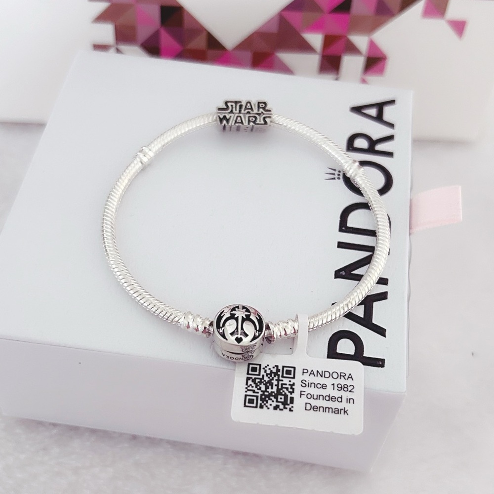 STERLING SILVER Star Wars Jedi & Rebel Alliance Snake Chain Bracelet (19cm|7.5”) - Picture 2 of 4